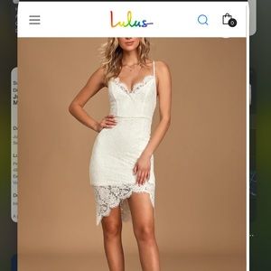 Lulu’s Flirting With Desire white lace body con dress